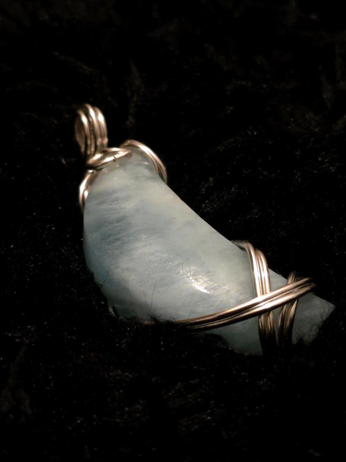 Aquamarine Moon Crescent Crystal Wrap