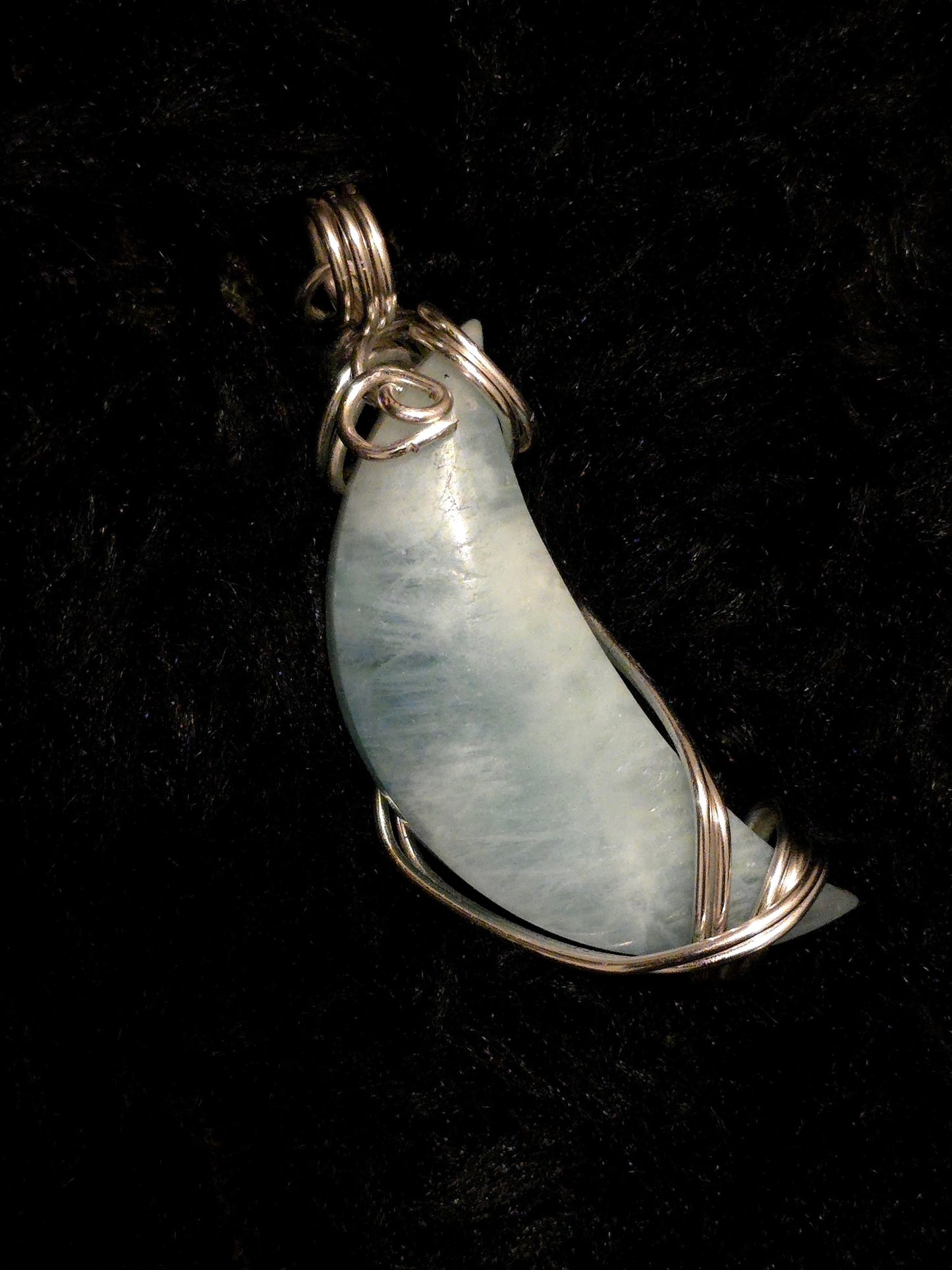 Aquamarine Moon Crescent Crystal Wrap